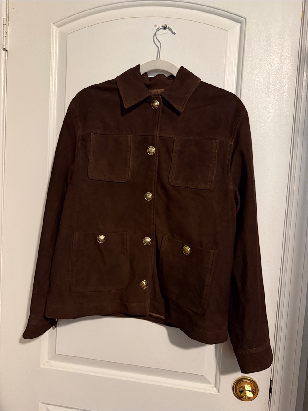 Sandro denin Women's Brown Suede Button Front Jacket - Picture 4 of 6